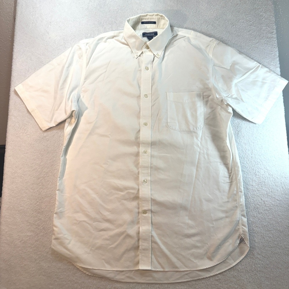 Lands End Mens Supima No Iron Oxford Short Sleeve Shirt Pack of 5 White Size 16 - Picture 8 of 13
